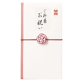 SCS064-10 Ishibori Center, Gold Seal for Celebrations, Silk Presentation, Approx. 3.7 x 7.0 inches (9.5 x 17.8 cm), Made in Japan, White