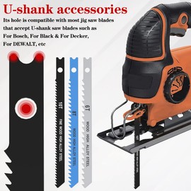 25 Piece Assorted U Shank Jigsaw Blade Set 6T 8T 10T, Made with HCS, Assorted Blades for Wood Plastic and Metal Cutting, Fit Most U Shape Shank Jigsaws