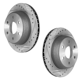 KarParts360 For Chevy Suburban 1500/Tahoe 2000-2006 Brake Discs Rear, Driver and Passenger Side | Pair | Vented | 6 Pieces Lugs | Cross-drilled and Slotted | Performance Rotor | 90048041, 580165FZN