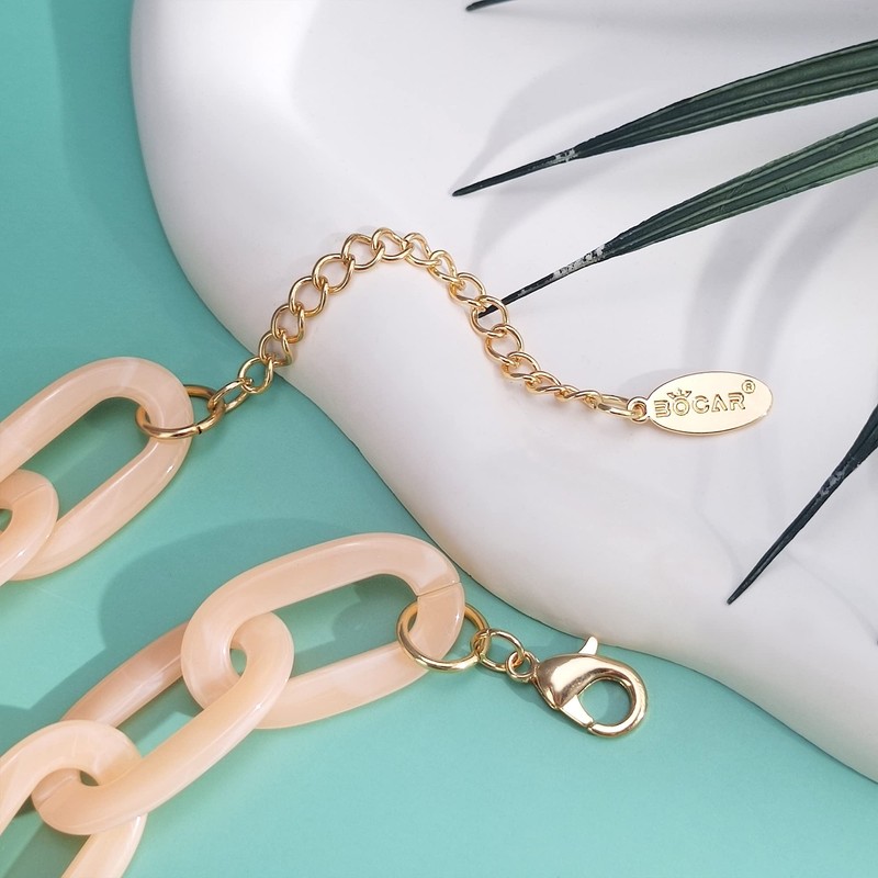 Bocar Acrylic Chunky Statement Necklace for Women Cube Link Chain