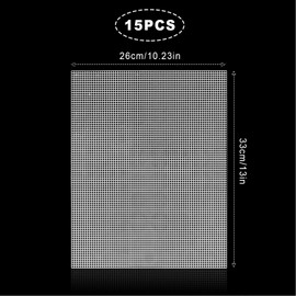 15 Sheets Mesh Canvas Sheets Plastic, 33 x 26 cm, 7 CT Transparent Plastic Mesh Canvas Sheets for Embroidery Cross Stitch Plastic Aida for Crafts DIY Crochet Projects