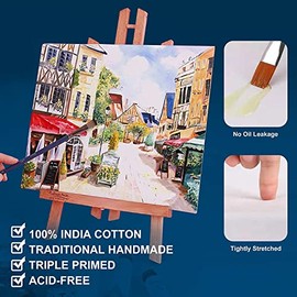 Stretched Canvases for Painting 30x30 Inch 2-Pack, 12.3 oz Triple Primed Acid-Free 100% Cotton Blank Canvas, Art Canvases for Oil Paint Acrylics Pouring & Wet Art Media, Pour Painting