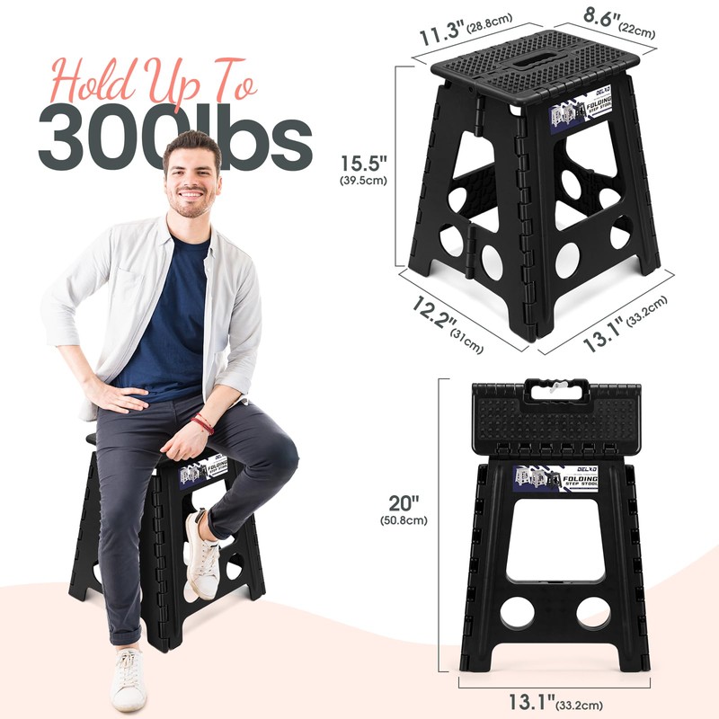Delxo Folding Step Stool 16 Inch,Non-Slip Foldable Stools for Adults