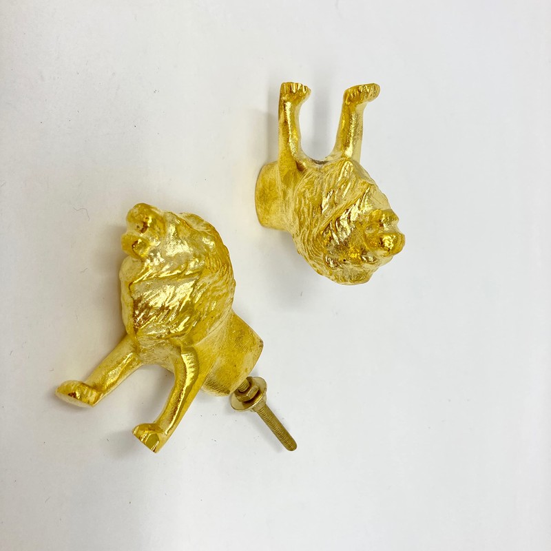 Gold Safari Animal Iron Metal Drawer Knobs (Knob, Lion)