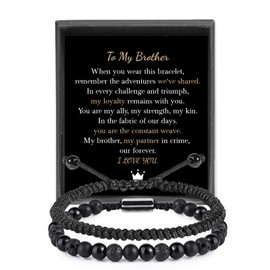 Birthday Gifts for Brother Mens Bracelet: To My Brother Bracelet from Sister Infinity Love You Forever Gifts for Him - Black Bracelet for Men Christmas Graduation Valentines Day Gifts Ideas