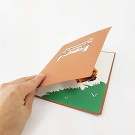 POP CARD EXPRESS Orange Jeep Pop up Birthday Card, Thank You Card, Love Card, Graduation Card, Anniversary Card, Just Because, Romantic Cards for Man, Woman, Lady, Girl, Boy Jeep Pop Up Card (Orange)