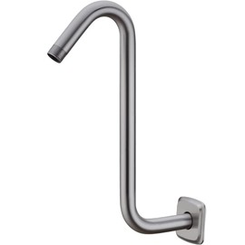 DIKUROOMS Angled Shower Arm with Flange S Shaped Rainfall Shower Head Riser Pipe, 12 Inch Stainless Steel Gooseneck Extender Arm 9 Inch High Rise, Wall Mounted, Brushed Nickel