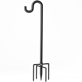 Surprizo 92" Shepherds Hooks for Outdoor, Extra Thick Bird Feeder Pole with 5 Prong Base, Adjustable Shepards Hook for Garden, Weddings, Hanging Plant