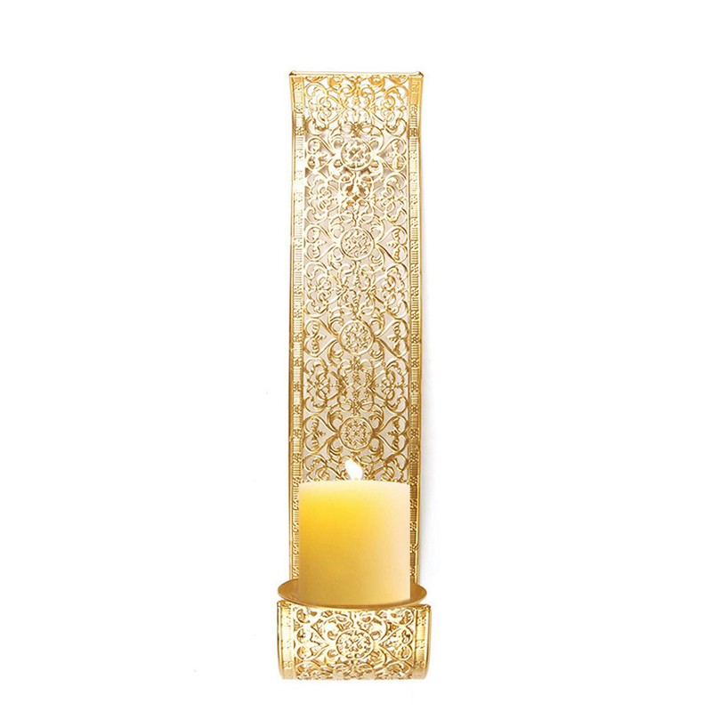 Shelving Solution Wall Sconce Candle Holder Gold Hollow Carved Exquisite