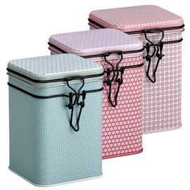 Set of 3 Tea Storage Jars Bella Pink + Blue + Red for 150 g Each Eigenart