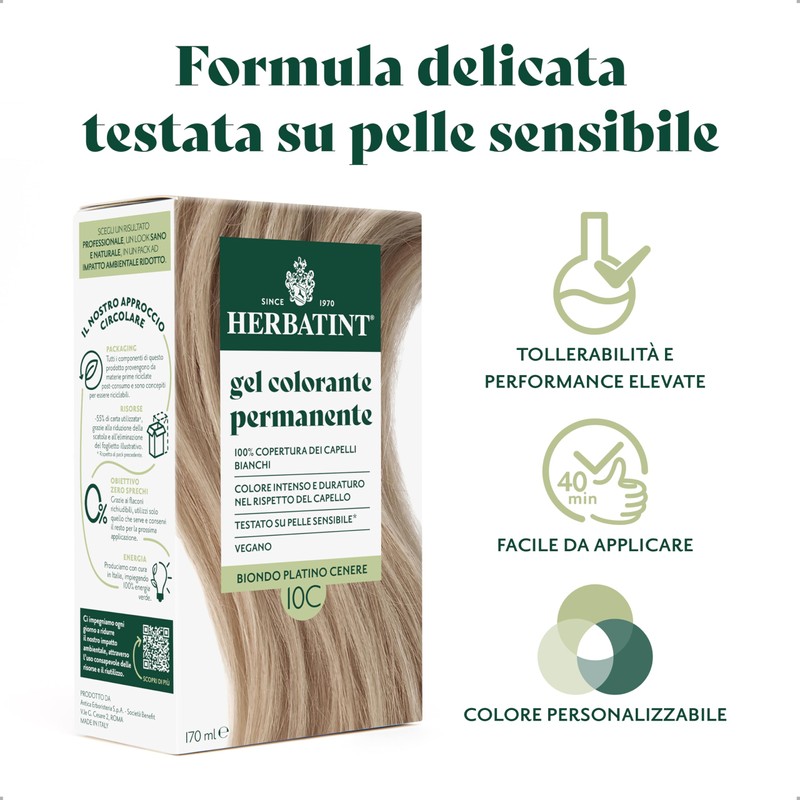 Herbatint Permanente Haarfarbe Gel 10C Platinblond Asche - 170 ml