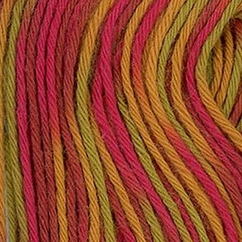 Olympus Sashiko-20m Skein- Short Pitch Variegated Thread (Brick Red, Rust & Gold # 93)
