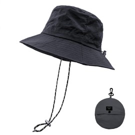 lifwimner Waterproof Bucket Women's Men's Fishing Hat with Chin Strap Quick Dry Packable Boonie Sun Hat Safari Hat UV Protection, gray
