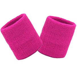 Wristbands Sweatbands Wrist Men Women 2 PCS Sports Sweat Bands for Running Exercise Gym Sports Tennis Basketball Moisture Wicking (Size: 3.15 x 3.15 inches) (2PCS-Pink)