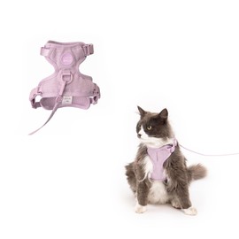 LucyBalu® Explorer Cat Harness with Lead, Escape Proof Cat Harness with AirTag Compartment, Cat Chest Harness with Cat Lead, Safety Harness with Lead for Cats, Purple M/L