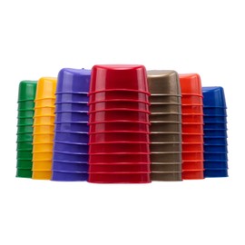 Plasticos AF 14 Pieces Plastic cage Cup Feeder Halfmoon Shape, 7, 2 Pieces of Each Color. Chicken, Pigeon, Bird, Rabbitt, Hamster, Guinea Pig, Small Pets. with Hangers.