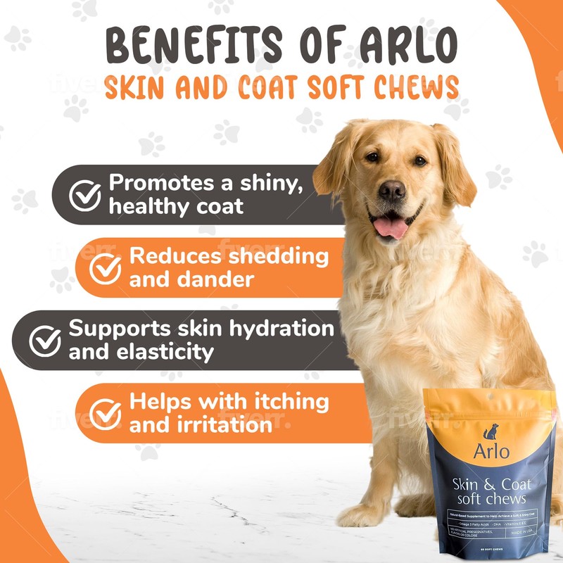 Arlo Pet Supplies Skin and Coat Supplement for Dogs, 60