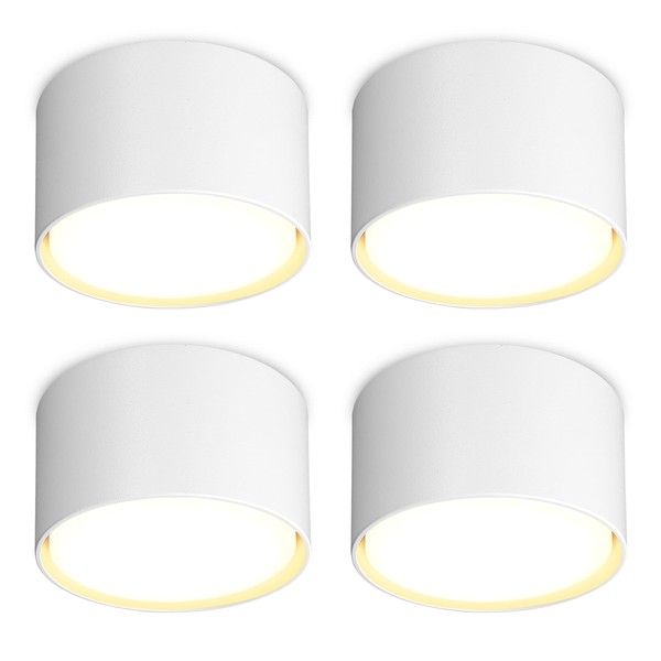 GeyouLux 4 x LED Surface-Mounted Spotlights, White, Diameter 80 x