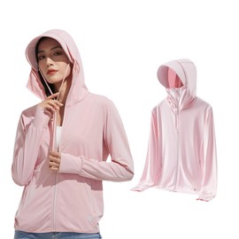 [KANGNAN] ラッシュガード レディース 接触冷感 UPF50+ パーカー 水着 夏 吸汗速乾 長袖 指穴付き UVカット 冷感素材 日焼け対策 吸水速乾 アウトドア アウター（XL）