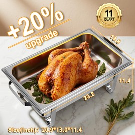 Chafing Dishes for Buffet 4 Pack, 11QT [Large Size and Sturdy] Stainless Steel Food Warmers for Parties Buffet [Silver Colors] Catering Supplies Buffet Display