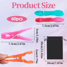 Clothes Pegs 60 Packs Pegs for Washing Line with Bag Washing Line Pegs with Durable Spring 4 Colors Clothes Pegs for Washing Line Plastic Clothes Pegs for Washing Line Outside Non Slip