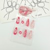 24pcs Red White Almond Shape Fake Nails Flower French Tip