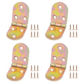 JJWNMLL Hinges 4 pcs - Semicircle Hinges for Wood Color zinc-Plated Door Hinges with 26 pcs Hinge Screws for Home Furniture Hardware Cabinet Closet Door Drawer Wood Box (Colored zinc, 84x30mm - 4pcs)
