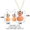 DUOWEI Acrylic Brown Yorkie Yorkshire Retriever Dog Necklace Earrings Set