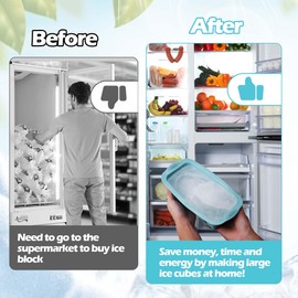 XANGNIER Extra Large Ice Block Mold,2 Pack 4.7lbs Ice Cubes for Cold Plunge or Coolers,Reusable Silicone Ice Molds for Ice Bath Chiller,Big Ice Tray,Nordic Blue