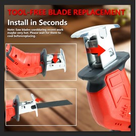 DOGTOOTH 21V Compact Cordless Saber Reciprocating Saw Set with 2 * 2.0Ah Batteries for Wood & Metal Cutting, Compatible with Makita 18V Battery, include 4* Tool-Free Bladese, Charger