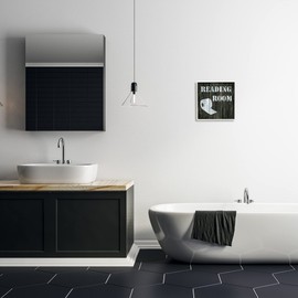 Stupell Industries Reading Room Phrase Rustic Bathroom Toilet Paper, Designed by Carol Robinson White Framed Wall Art, 12 x 12, Brown