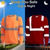 Safety shirt long sleeved high visibility reflective breathable T-shirt with