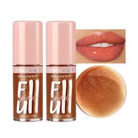 Anglicolor 2PC Lip Glow Oil Hydrating 6 Colors, Moisturizing & Nourishing Plumping Tinted Lip Gloss for Dry Lips, Vegan, Lip Plumper Gloss Make Lips Fuller (2PC#06, 7.6ml)