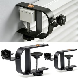 Bobuuii No Drill Curtain Rod Brackets, Inside/Outside Mount, Black 2 Pack