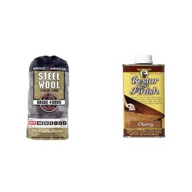 Homax 10120000 Steel Wool, 12 pad, Grade #0000, Rhodes American, Final Finish & Howard RF8 Products Restor-A-Finish, 8 oz, Cherry, 8 Fluid Ounces