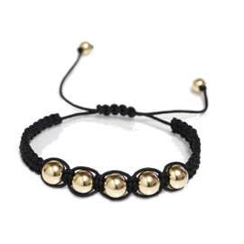 Seven Seas Pearls Macrame Braided Round 14k Yellow Gold Bead Bracelet For Women and Men (6MM)