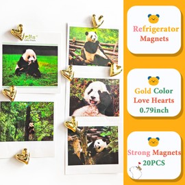 Janvelle 20PCS Gold Refrigerator Magnets Love Heart Magnets for Fridge Cute Decorative Magnetic Stickers 0.79in Small Home Kitchen Magnet Set Lovely Color Decoration for Office Whiteboard