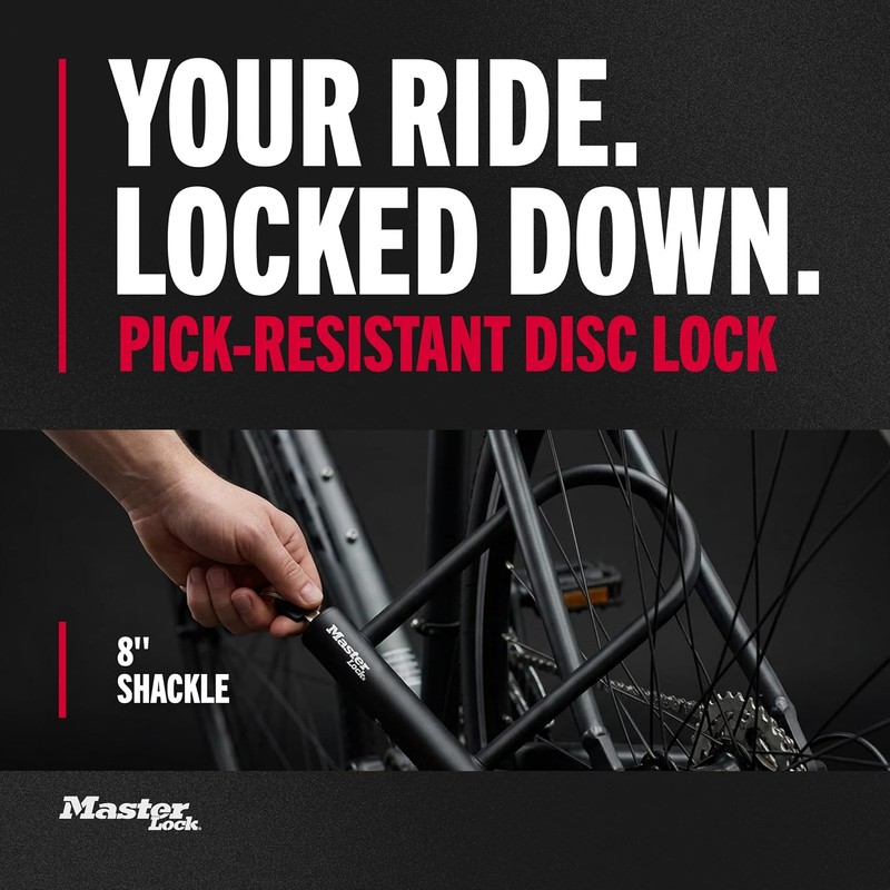 Master Lock U-Lock Keyed Bike Lock, 7-1/4-inch Anti-Theft Device, 8320D