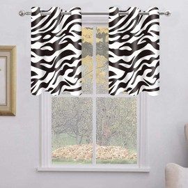 BSPPTI Animals Zebra Print Curtain, Room Darkening Thermal Insulated Blackout Fashion Black White Window Drapes with Grommets for Living, Dining, Bedroom, 52"x 84", Set of 2 Panels, CLDWSP0207