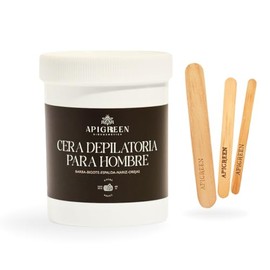 APIGREEN - CERA ESPAÑOLA 400GRS | DEPILACIÓN PARA HOMBRES BARBA, BIGOTE, NARIZ, ESPALDA, OREJAS - | DEPILA SIN DOLOR | EFICAZ EN TODO TIPO DE VELLO