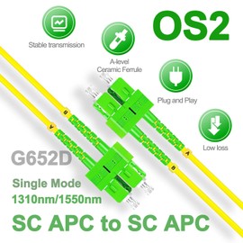 5Pcs 1 Meter Fiber Optic Patch Cord SC APC to SC APC, Duplex Single Mode Fiber Cable Jumper OS2 G652D 9/125μm, 1310nm/1550nm LSZH 3.0mm
