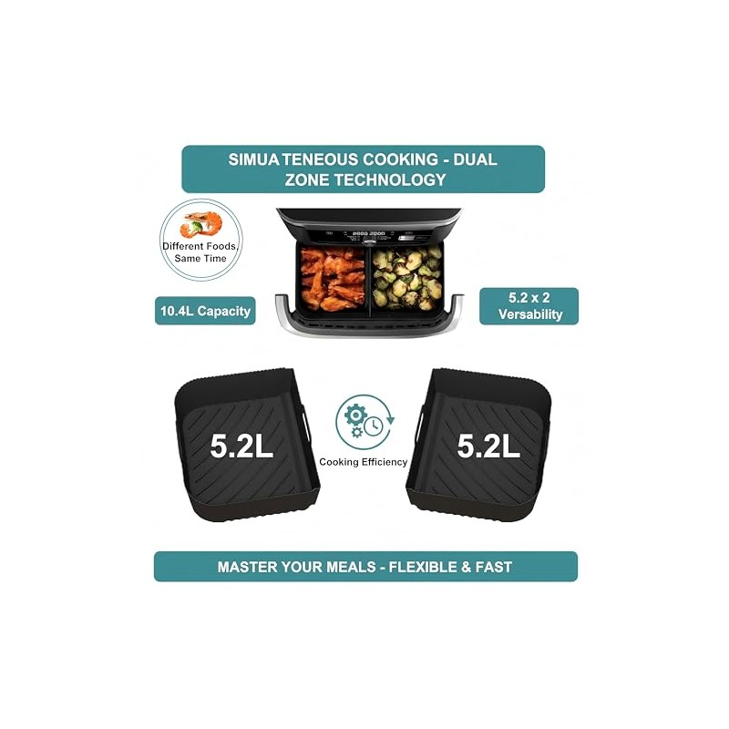 Szyeequoo Silicone Air Fryer Liner Set - Reusable and Nonstick