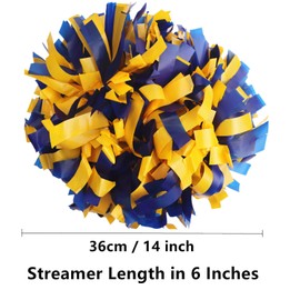 GUIFIER 2 Pieces 6 Inches Plastic Cheerleading Pom Poms with Baton Handle, Cheerleader Pom Poms, Cheering Pom Pom Cheer Pompoms for Cheerleading Gifts, Sports Team Spirit Cheer (Royal Blue and Yellow)