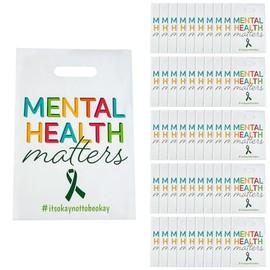 8 1/2" x 12" Bulk 50 Pieces Mental Health Matters Plastic Goody Bags