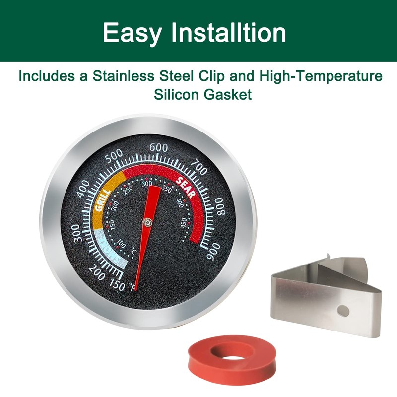 Quantfire Upgrade Replacement Thermometer for M/Minimax Big Green Egg, 2"
