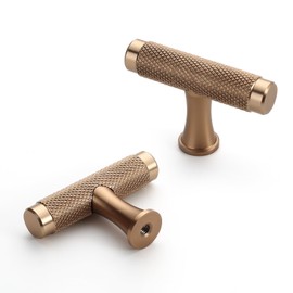 9BUILD 10 Pack 2 Inch Length Champagne Bronze Cabinet Knobs Single Hole Cabinet Pulls Dresser Knobs T Bar Cupboard Handles Drawer Knobs and Pulls for Bathroom Cabinets UK0034