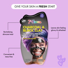 7th Heaven 7th Heaven Charcoal Clay Peel Off Face Mask with Bakuchiol, Skin Rebalance Vegan Peel Off Mask - Genuine 7th Heaven Face Masks Skincare