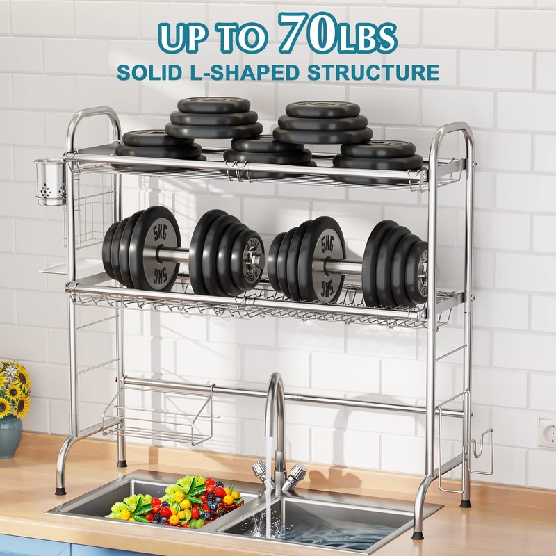 HOWDIA Stainless Steel 2-Tier Over The Sink Dish Drying Rack