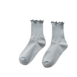 [PAOIXEEL] 靴下 レディース 1足 綿100 木耳レース 中筒ソックス キャンディカラー ストッキング 春用 薄手 通気性 INS学院風 JKソックス