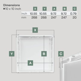 Vent Systems White ABS Plastic Access Panel 10 x 10 Inch (Opening) - Access Door for Drywall, Wall, Ceiling - Electrical, Plumbing Service Wall Hole Cover - Inspection Door - 11 x 11 Inch (Outer)